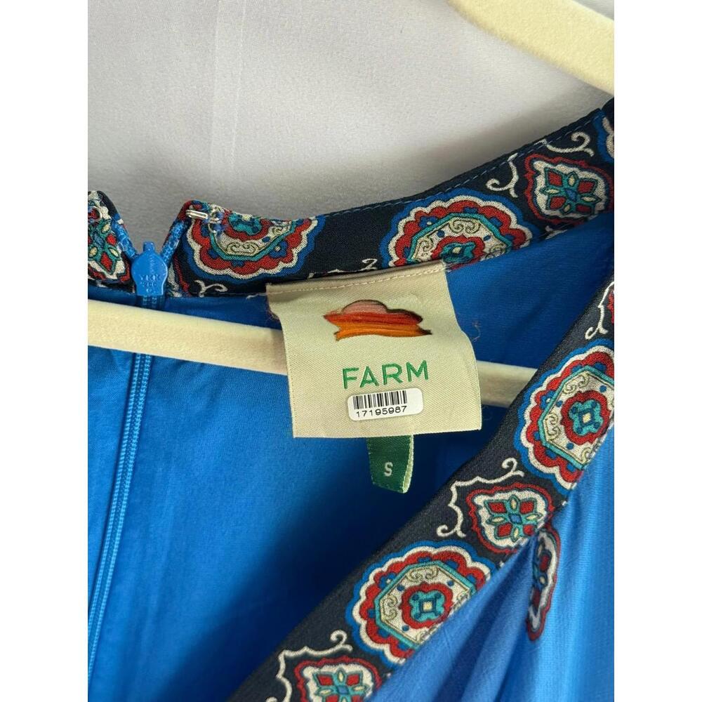 FARM Rio Anika Tiles Blue Maxi Dress Multicolor Size S Fabric Pull - Picture 6 of 14